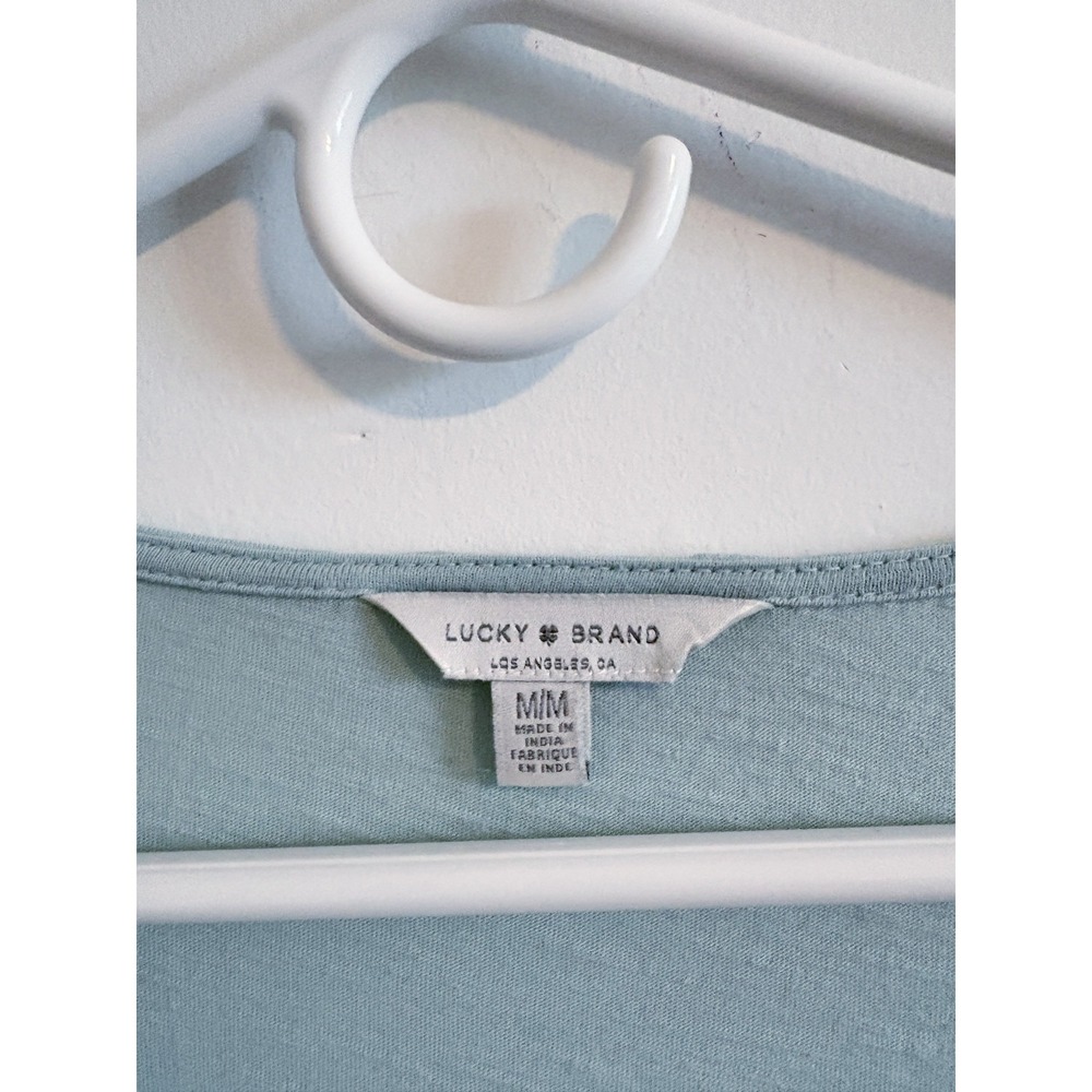 Lucky Brand Light Blue Peasant V-Neck Blouse Size Medium - Picture 3 of 3